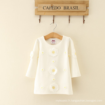 Longue Coton Daidy Bébé Respirant coton Fashion Lady Dress Pour Les Femmes Vêtements Une Pièce filles Femmes Robe Robes Florales blanc